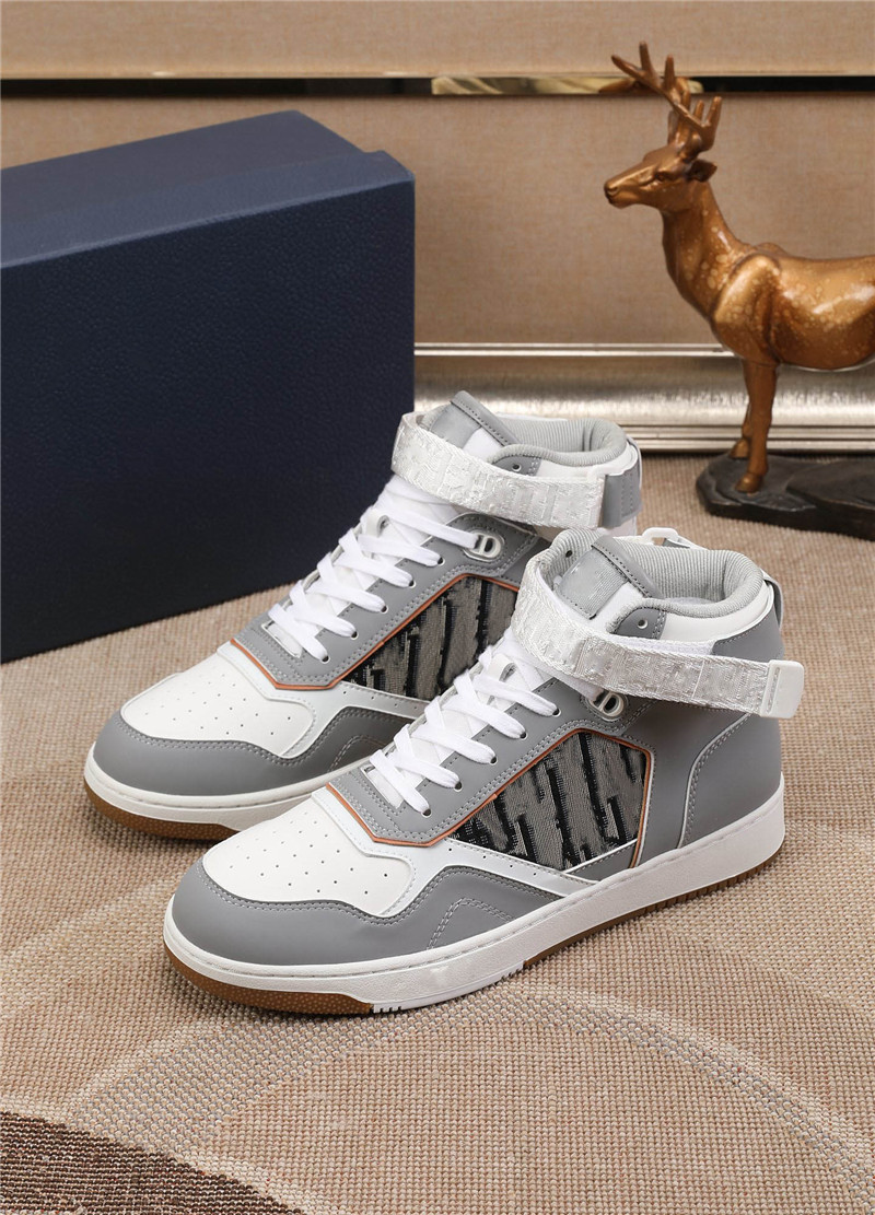 

Designer Luxury Casual Shoes B27 MID-TOP SNEAKER Gray and White Smooth Calfskin with Beige and Black Shoe With Original Box, Don't pay it