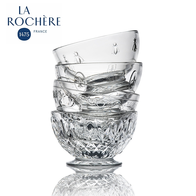 

La ROCHERE honeybee embossed glass salad transparent dessert fruit ice cream bowl