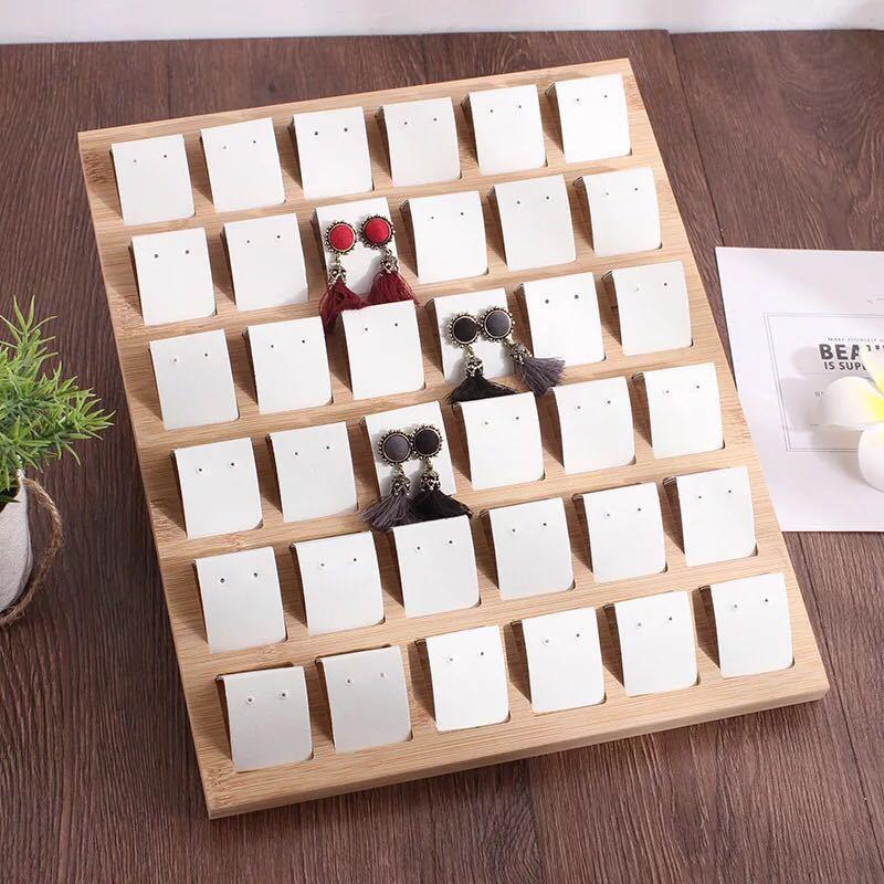 

Jewelry Pouches, Bags Bamboo And Wood 36 Movable Iron Earrings Storage Display Tray Store Rack Props Accessories Decoration, Pink;blue