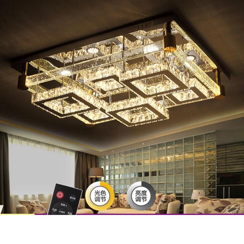 

Ceiling Lights Atmospheric Rectangular Living Room Wire Cutting Crystal Lamp Led Modern Intelligent Lamps Lighting Fixture