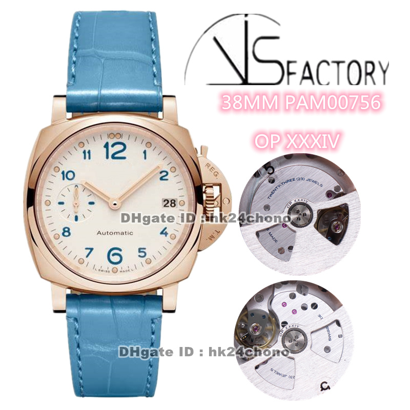 

Top Version Luxury Watches VS 38mm Rose Gold VS756 OP XXXIV Automatic Womens Mens Watch White Dial Leather Strap Ladies Gents Wristwatches, Original box