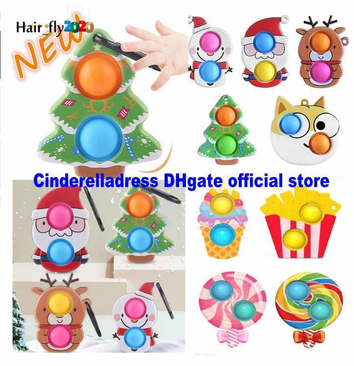 

New Party Favors Christmas Series Push Bubble Fidget Toys Simple Dimple Board Child Gifts Adult Children Squishy Squeeze Toy fast delivery tiktok US stock HY28