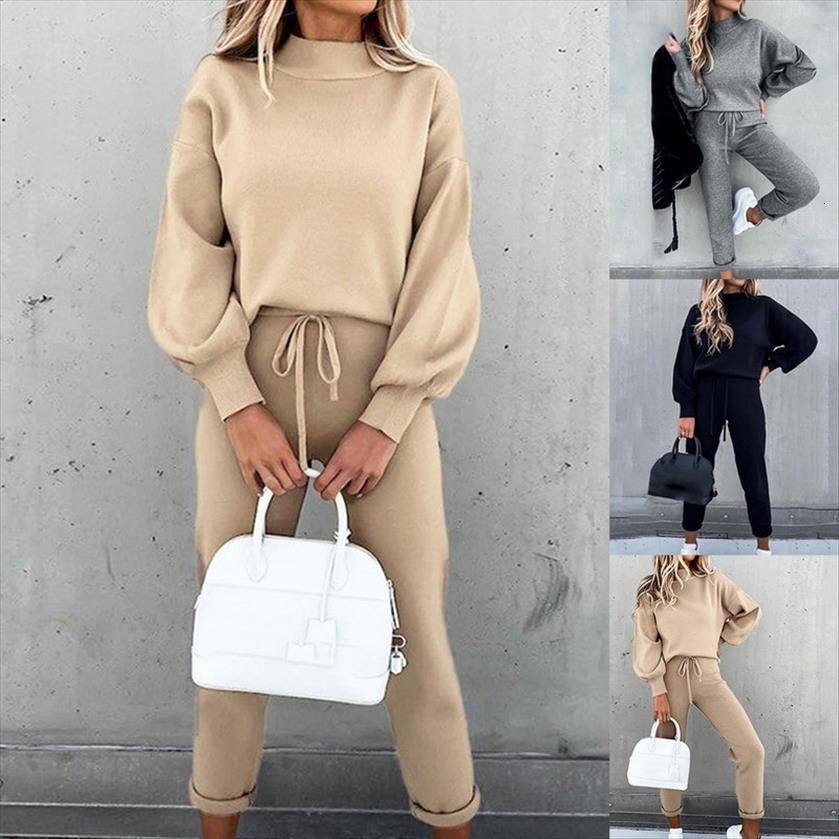 

solid lantern sleeve womens pants amp drawstring pockets design set casual sets, White