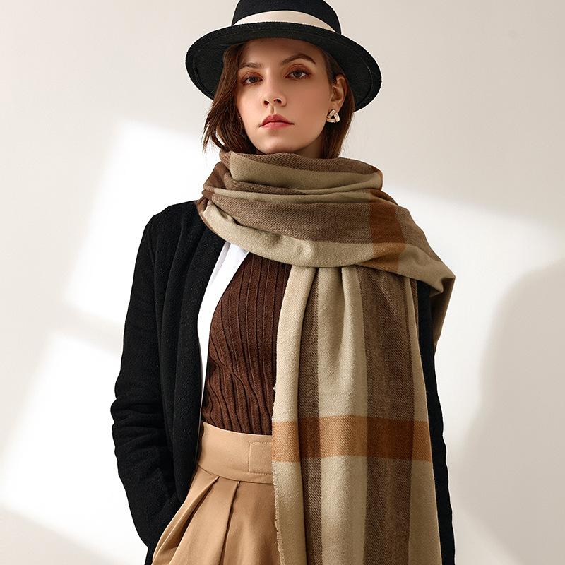 

Scarves Elegant Neckerchief Double-sided Imitation Cashmere Scarf Women Pashmina Foulard Thick Bufanda And Shawls Blanket