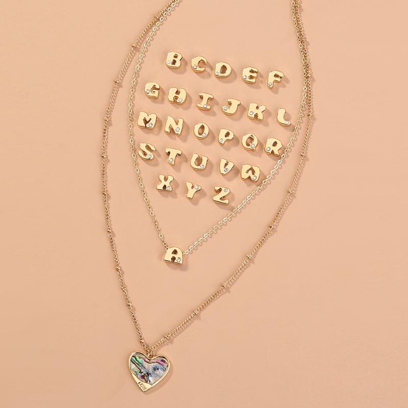 

Chokers Wholesale Fashion Handmade Ornament 26 Letter Set Abalone Shell Love Pendant Simple Bohemia Multi-Layer Necklace