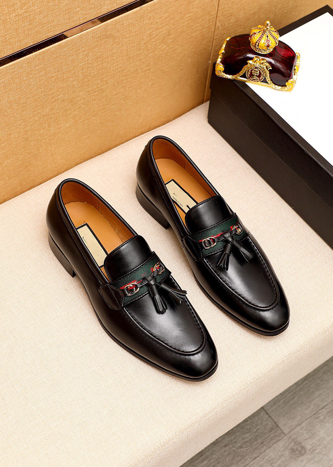 

Size 6 To 11 Mens Luxury Dress Shoes Oxford Genuine Leather Blue Print Buckle Lace Up Pointed Toe Party Wedding Classic Shoes for Men, Black
