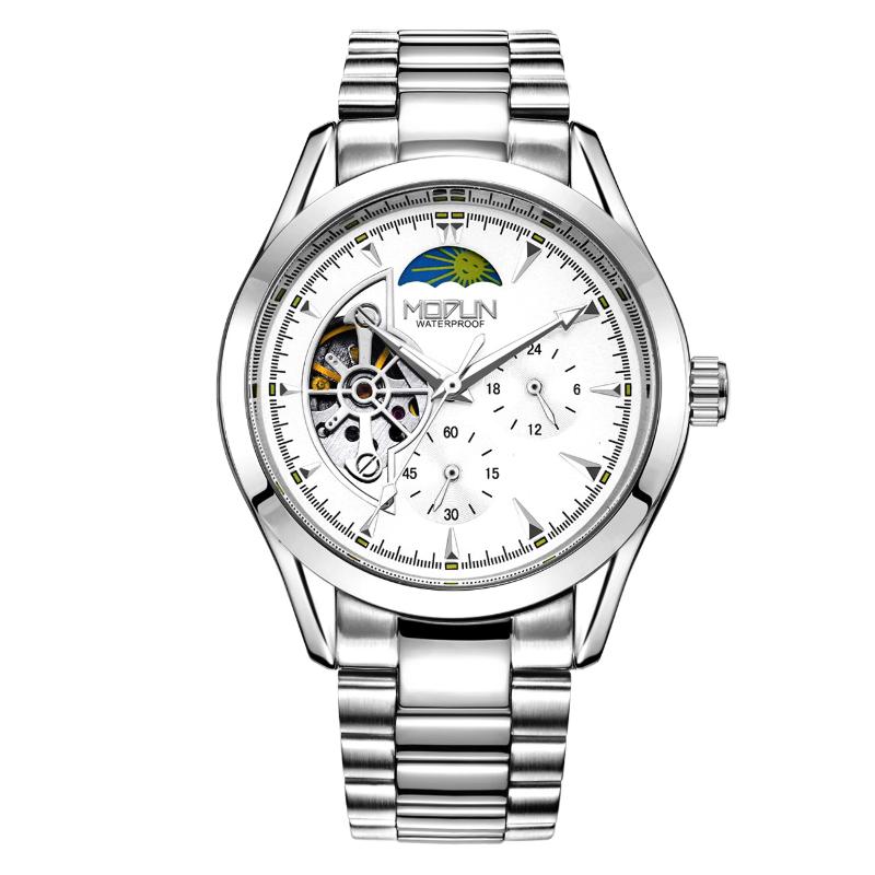 

Wristwatches Luxury Men's Automatic Watches Top Brand Mechanical Watch For Men Tourbillon Clock Steel Belt Waterproof, Mid-gold white
