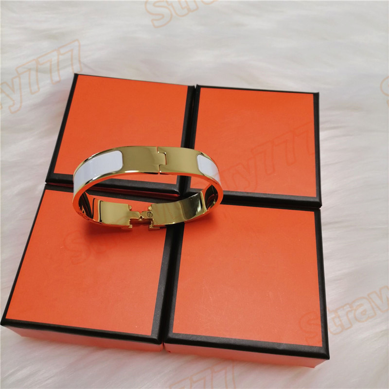 

Fashion Luxury designer Bracelets Men and Women Colorful Enamel Bangle Gold Channel Initials Chain Link lovers Love Bracelet with box, Black