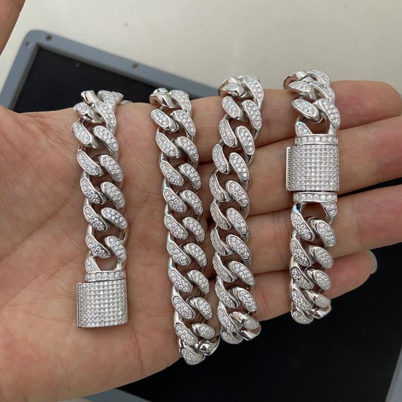 

Chains Meisidian Men Jewelry 925 Silver 12mm Width 6-24inches Length VVS D White Moissanite Diamond Necklace