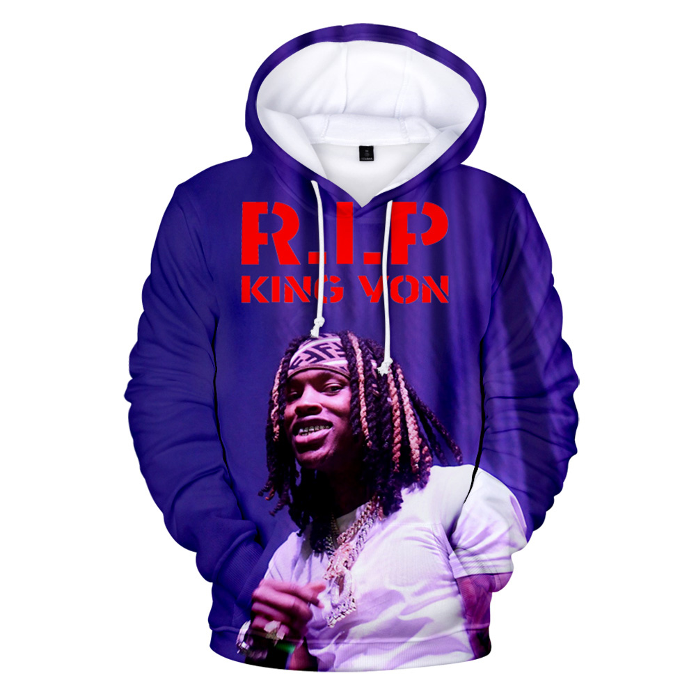 

Hoodies R.I.P. Rapper King Von 3D Print Hooded Sweatshirt Men/Women Casual Hoodies Clothes rip von shirt clothes rap hip hop, 001