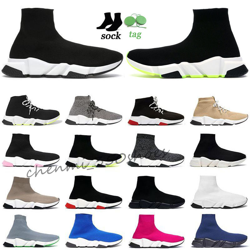

[Shipped ASAP] 2022 designer men womens Casual Running Shoes Black White TripleS speed trainer Stretch-Knit sock boots runners sneakers 36-45 cm45, Color 1