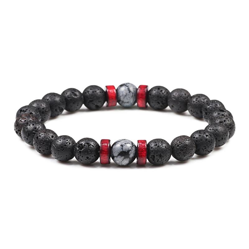 

Beaded, Strands Trendy Men Bracelets 8mm Natural Lave Stone Beads Bracelet&Bangle Simple Handmade High Quality Elastic Pulsera Jewelry Gifts
