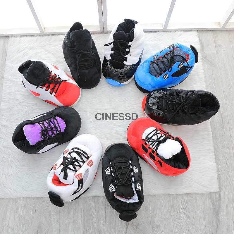 

Winter Warm Slippers Women Cute Home Slippers Unisex  Sneakers Men House Floor Cotton Shoes Woman EU 35-44 Plush Sliders Y0902, Box