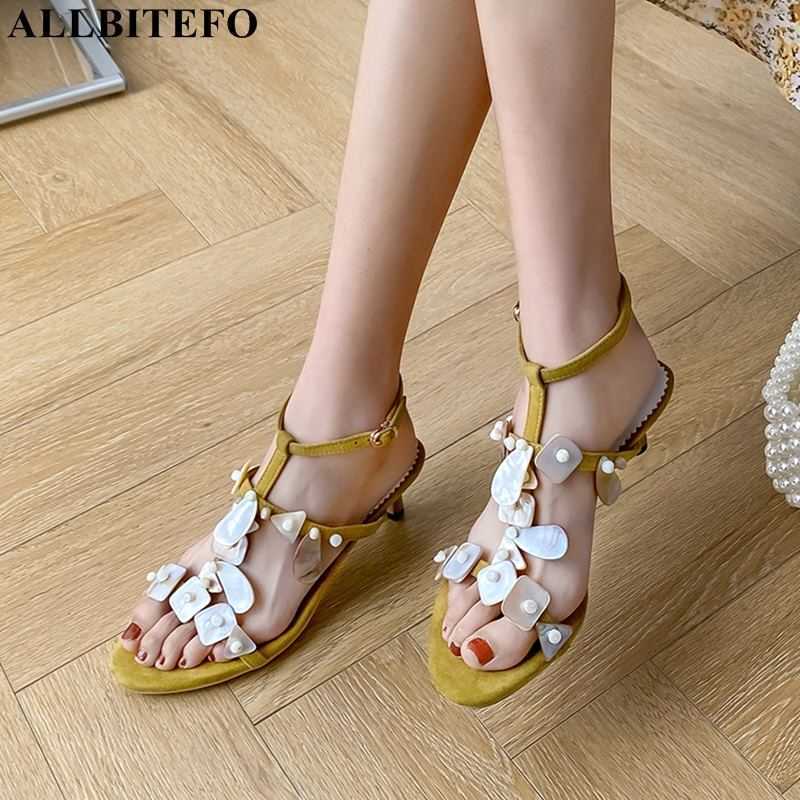 

ALLBITEFO Bohemian style sandals sheepskin genuine leather women sandals summer shoes cool fashion sexy high heel shoes 210611, As picture