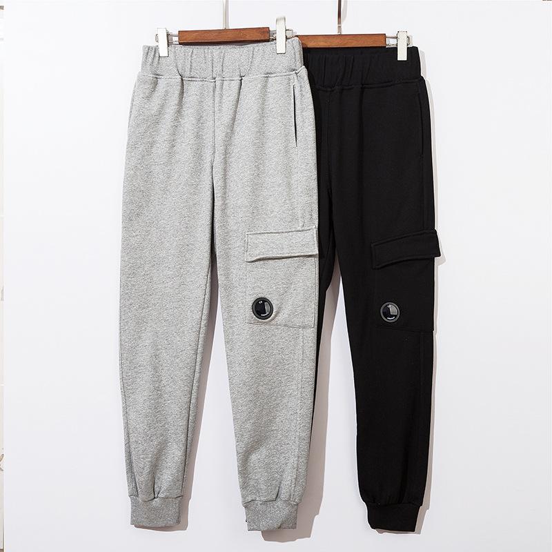 

Men' Pants High Street Fashion Brand CP Pocket Lens Terry Fabric Sweatpants Men And Women Couple Basic Style Streetwear Korean Clothes, Black