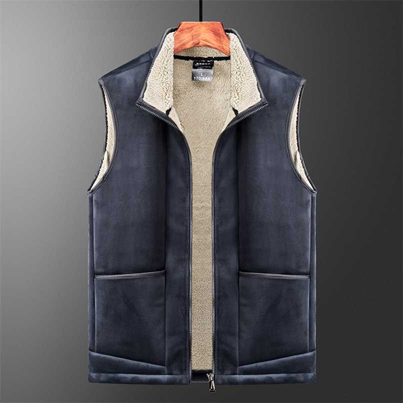 

brand Autumn Winter Casual Sleeveless Jacket Men Warm Fleece Mens Vest Jacket Thick Sleeveless Men's Vest 211108, Gray
