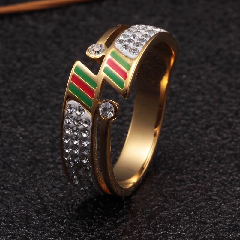 

Cluster Rings Brand Design Stainless Steel Wedding Party Bridal Charm High Quality Lucky Crystal For Men Women Jewelry Gift