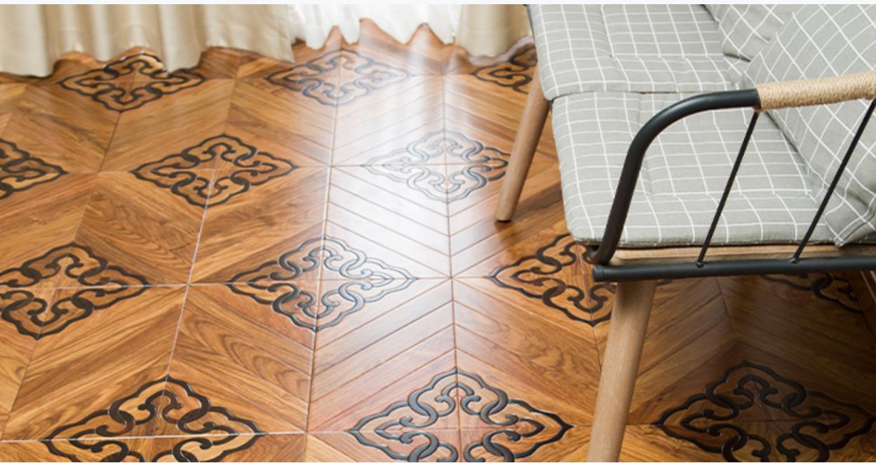 Chinese knot Design Natural Color White Oak Parquet flooring Hardwood floor tile medallion inaly wall cladding ceramic rosewood background-image-658033416