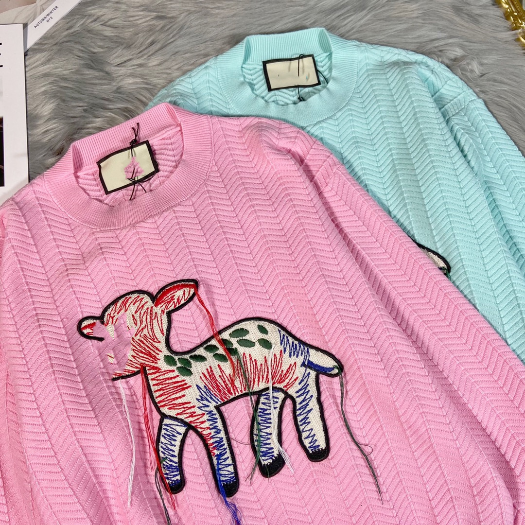 

designer women Cardigan embroidered sweater women's new fashion letter embroidered long sleeve round neck T-shirt in spring 2021, White