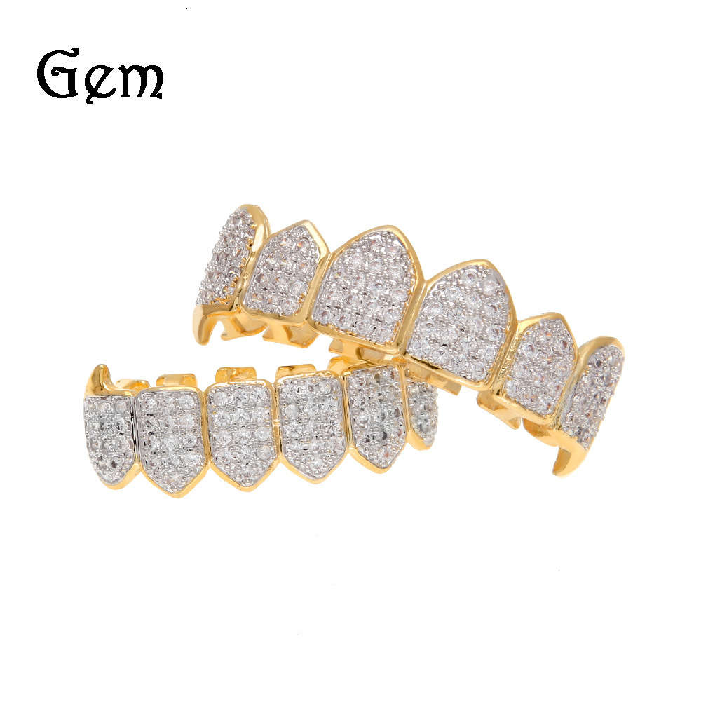 

Jewelry two color electroplated canine with zircon vampire teeth