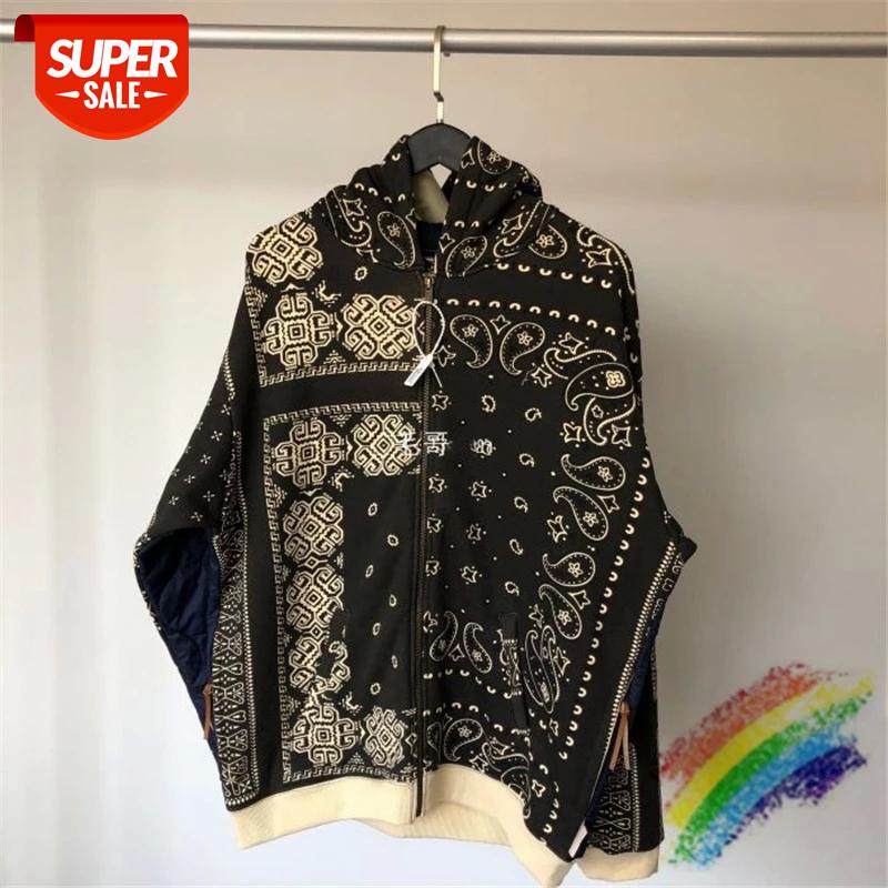 

2020FW Cashew Flower Printing KAPITAL Hoodie Men Women 1:1 High Quality Heavy Fabric Pullovers Front Back Stitching Sweatshirts #Me5j, Black