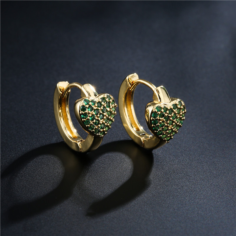 

Fashionable Womens Colorful Zirconia Heart Shape Huggie Earring Party Focus Gift Jewelry