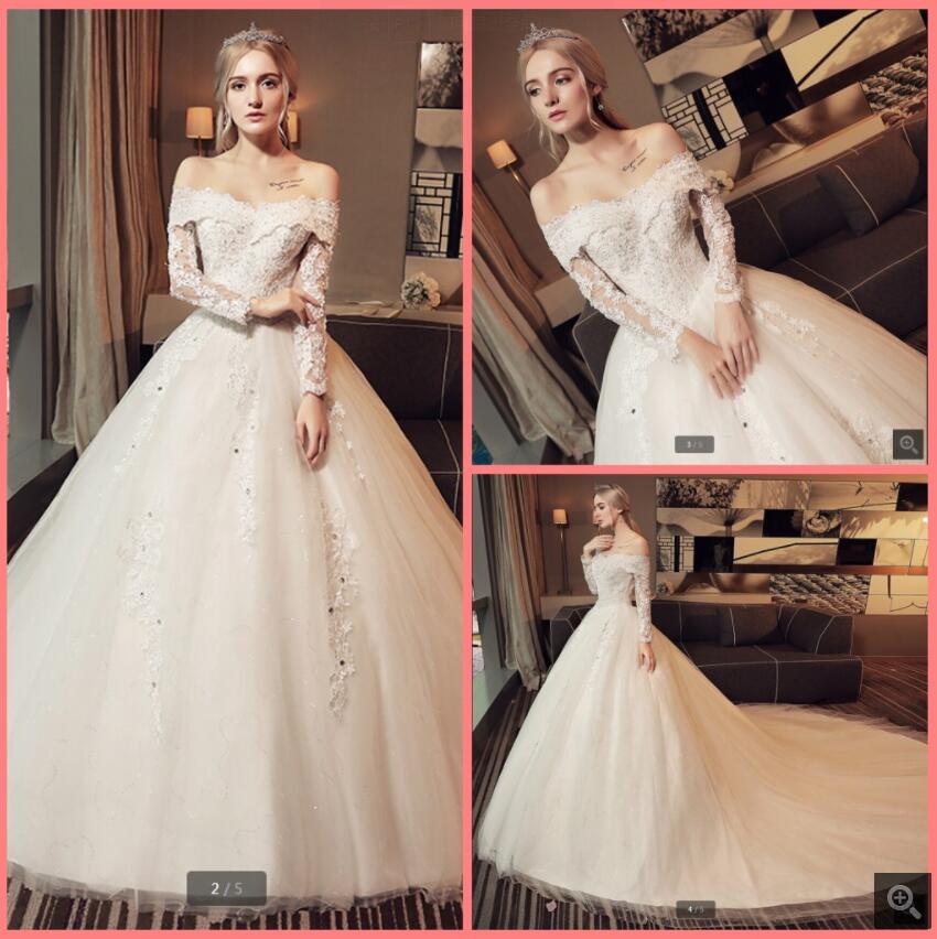 

Robe de Mariage 2021 vintage ball gown wedding dress off the shoulder short sleeve v neck modest beaded bridal gowns muslim lace appliques court train bride dresses, Black