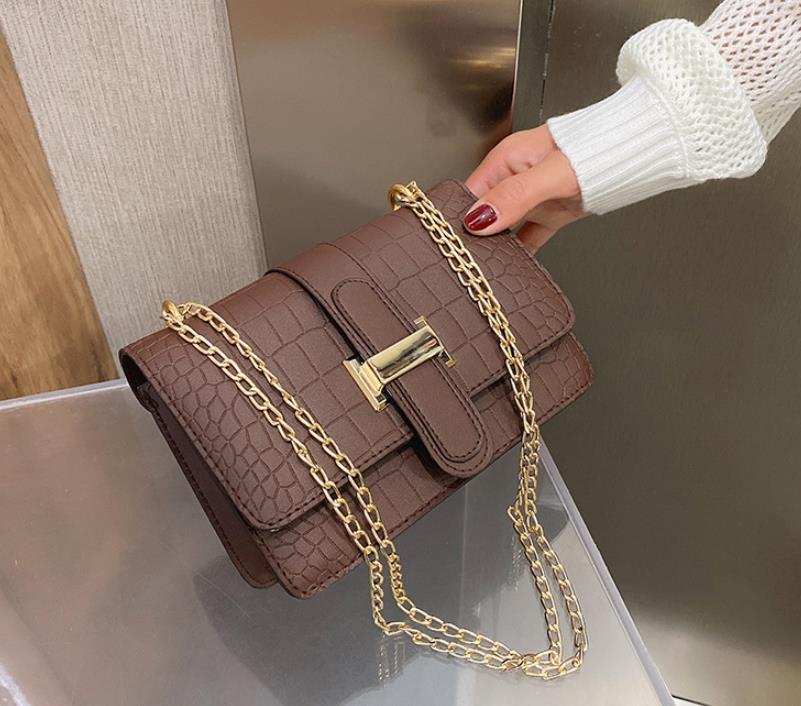 

Bags Women's Shoulder Bags Stone Pattern Crossbody Women's Bag 2021 Fall New Embossed Solid Color Small Square Bag, Brown