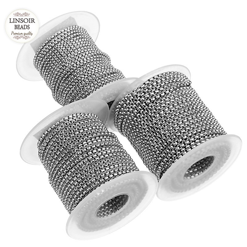

10 Yards/Roll 2mm 2.5mm 3mm Rhodium Tone Stainless Steel Bulk Rolo Chain for Floating Locket Jewelry Making Materials Supplies Y0124