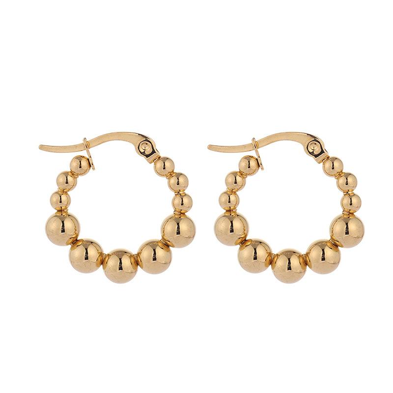 

Hoop & Huggie Vintage Small Earrings For Women Beaded Shape Round