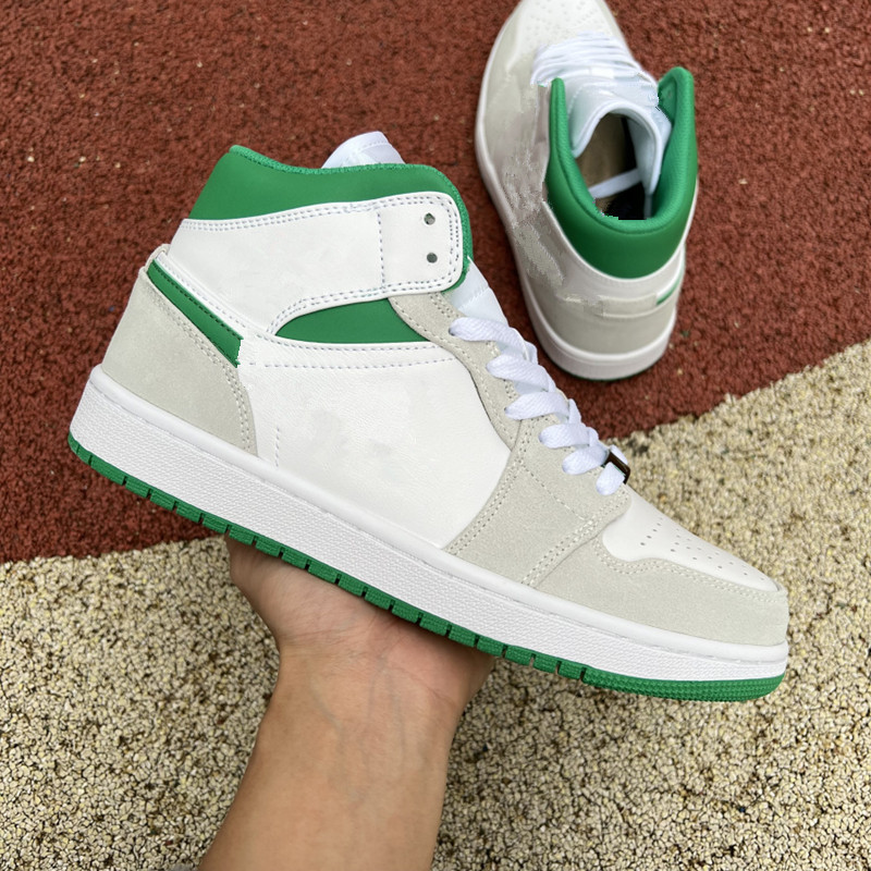 

Jumpman 1 Mid SE Grey Green Basketball Shoes 1s Retros High Women Men Sneakers shoe Sports Trainers DC9294-103, Pay for extra lace
