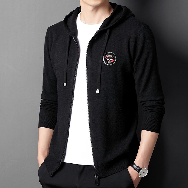 

Men's Sweaters Sweater Hooded Autumn And Winter Casual Loose Coat, White;black