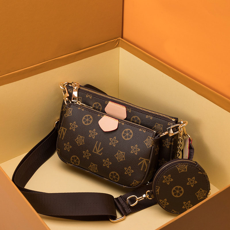 

High quality With box Date code M44823 Women bag Crossbody Purse Messenger Bags Handbags Flowers Designers Shoulder genuine Leather 61276, Dark green strap with box