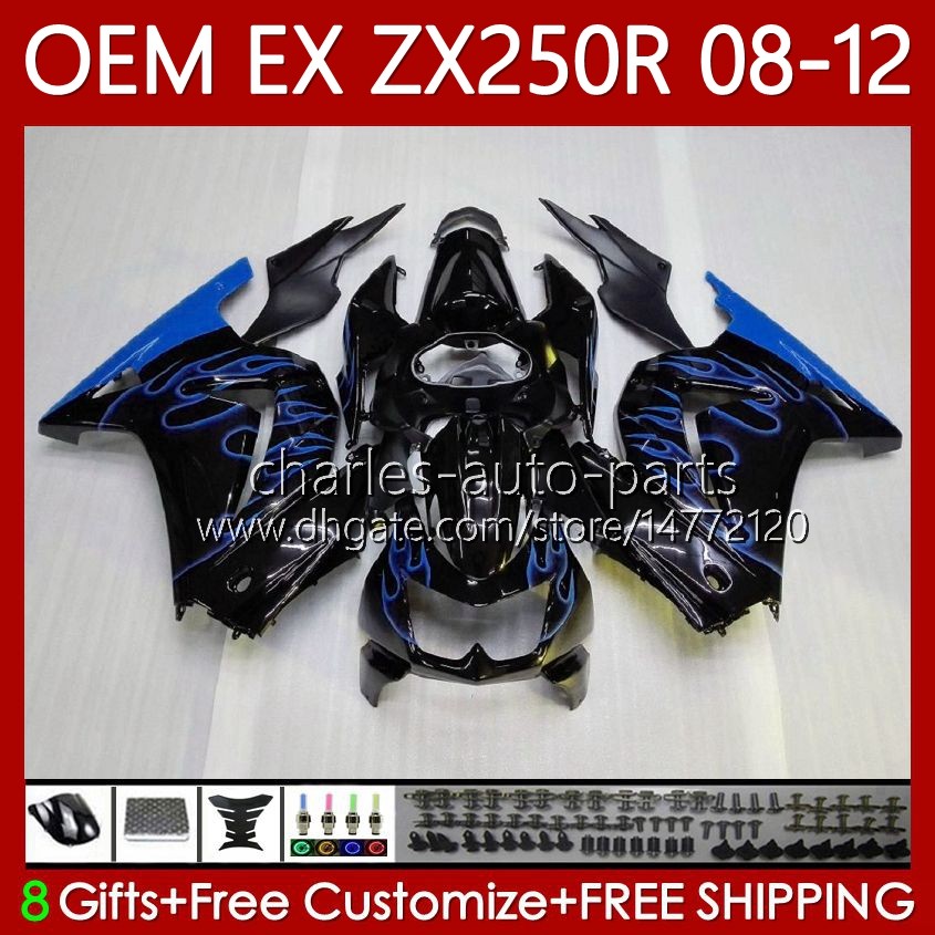 

Injection OEM For KAWASAKI NINJA ZX-250R EX250 ZX250 R EX ZX 250R 2008-2012 Blue flames Body 81No.226 EX-250 ZX250R 08 09 10 11 12 EX250R 2008 2009 2010 2011 2012 Fairing, No. 2