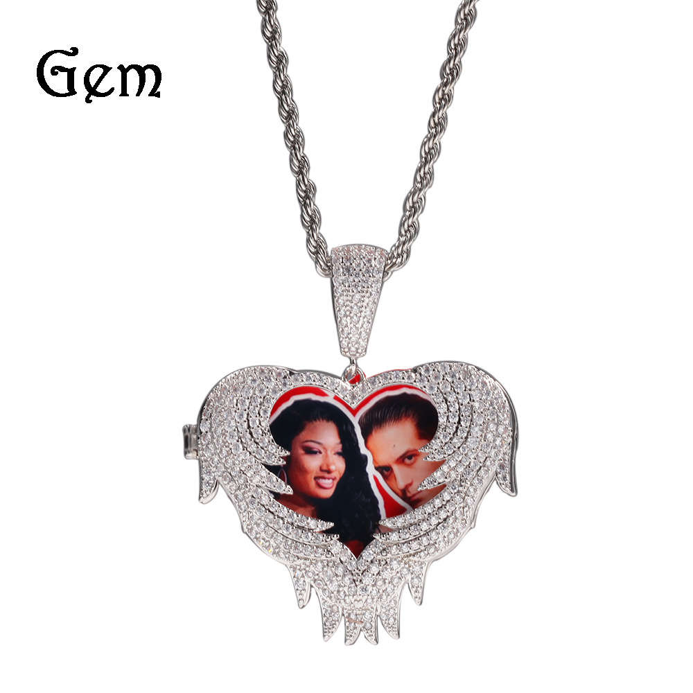 

Love flip Photo Pendant personality creative DIY copper zircon hip hop Pendant