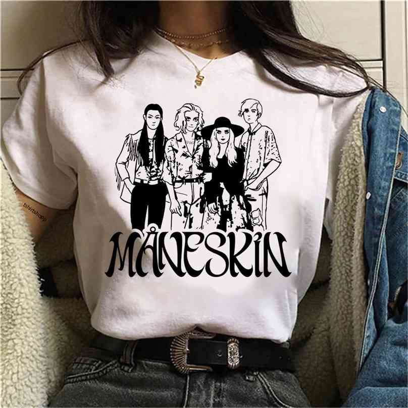 

Maneskin T Shirt Summer Fashion Women Casual Hip Hop T- Female Harajuku Kawaii Tops Tee Vintage Tshirts 210720, 11071-2