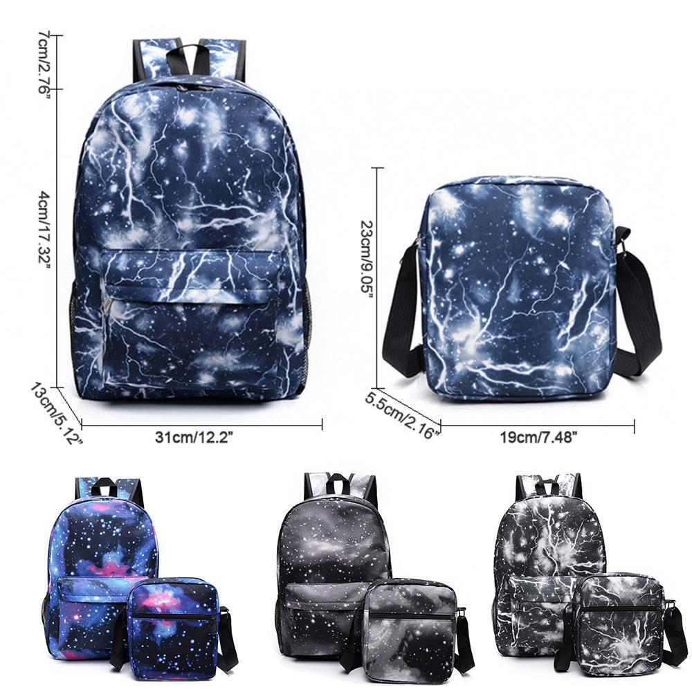 

Universe Space Canvas School Bag Backpack Star Galaxy Lightning Two-tone Print Rucksack Shoulder Bags Satchel for Kids Boy Girl Teenagers, Color