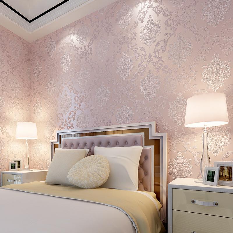 

Wallpapers Romantic Wedding Room Bedroom Full Papel De Parede 3D Wallpaper Non Woven Simple European Damascus Wall Paper Roll, Pn103 4