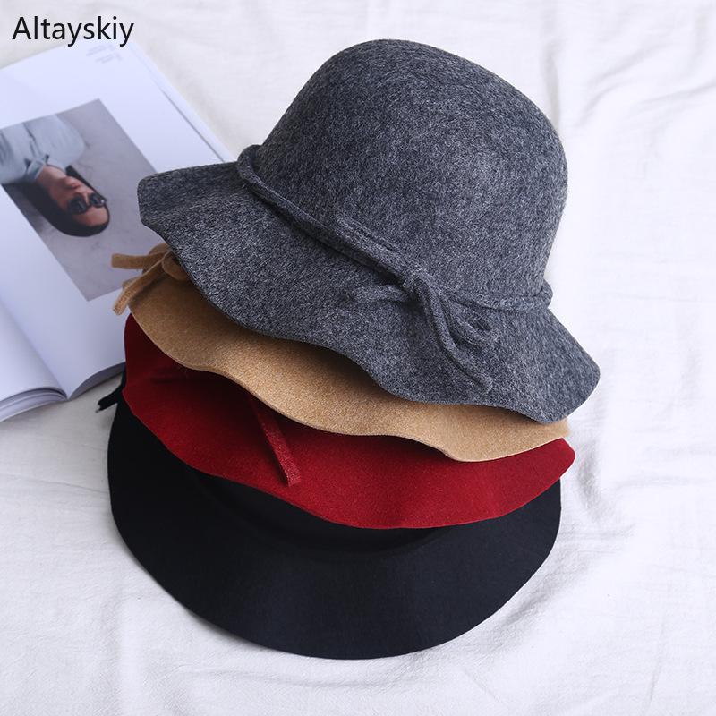 

Berets Bucket Hats Women All-match Simple Autumn Winter 2021 Bow Caps Solid Cute High-quality Leisure Warm Sweet Lovely Girls Womens, Blue;gray
