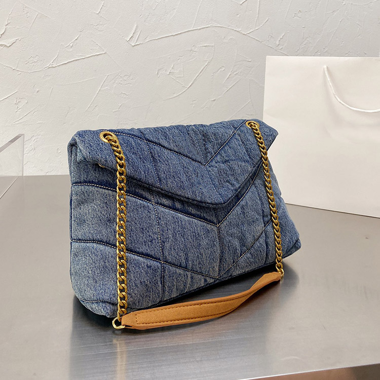 

Denim messenger bag ladies shoulder bags designer chain purses Zig Zag pattern High quality size 30cm, Customize