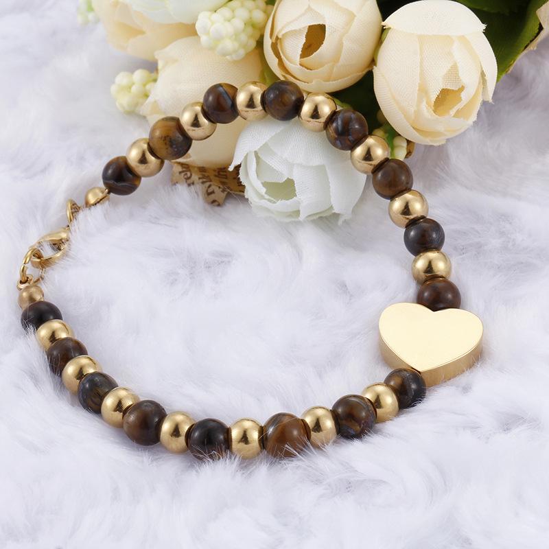 

Minar Unique Design Titanium Steel Beaded Bracelet for Women Harajuku Black Gold Color Love Heart Bracelet Jewellery Gifts