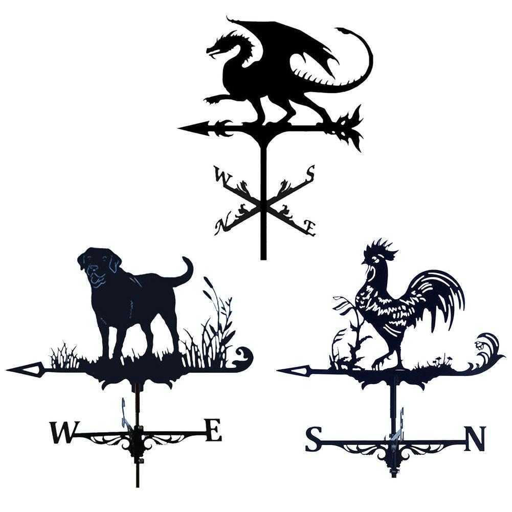 

Farmhouse Wrought Iron Weather Vane Flying Dragon And Dog Roof Wind Direction Indicator Garden Yard Metal Decorative Windmill H0927