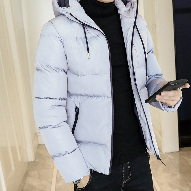

2021 New Brand Men Clothing Winter Cotton-padded Jacket Warm Clothes Korean Stysle Coat Plus Size Long Sleeve Ropa Windbreaker Tops C1qt, Black