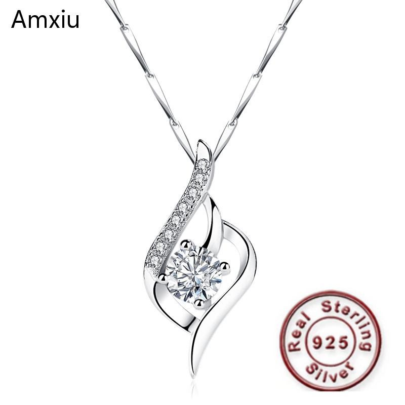 

Chains Amxiu S925 Sterling Silver Only Love Micro Inlay Zircons Necklace Jewelry Fashion Clavicle Chain For Gift Party