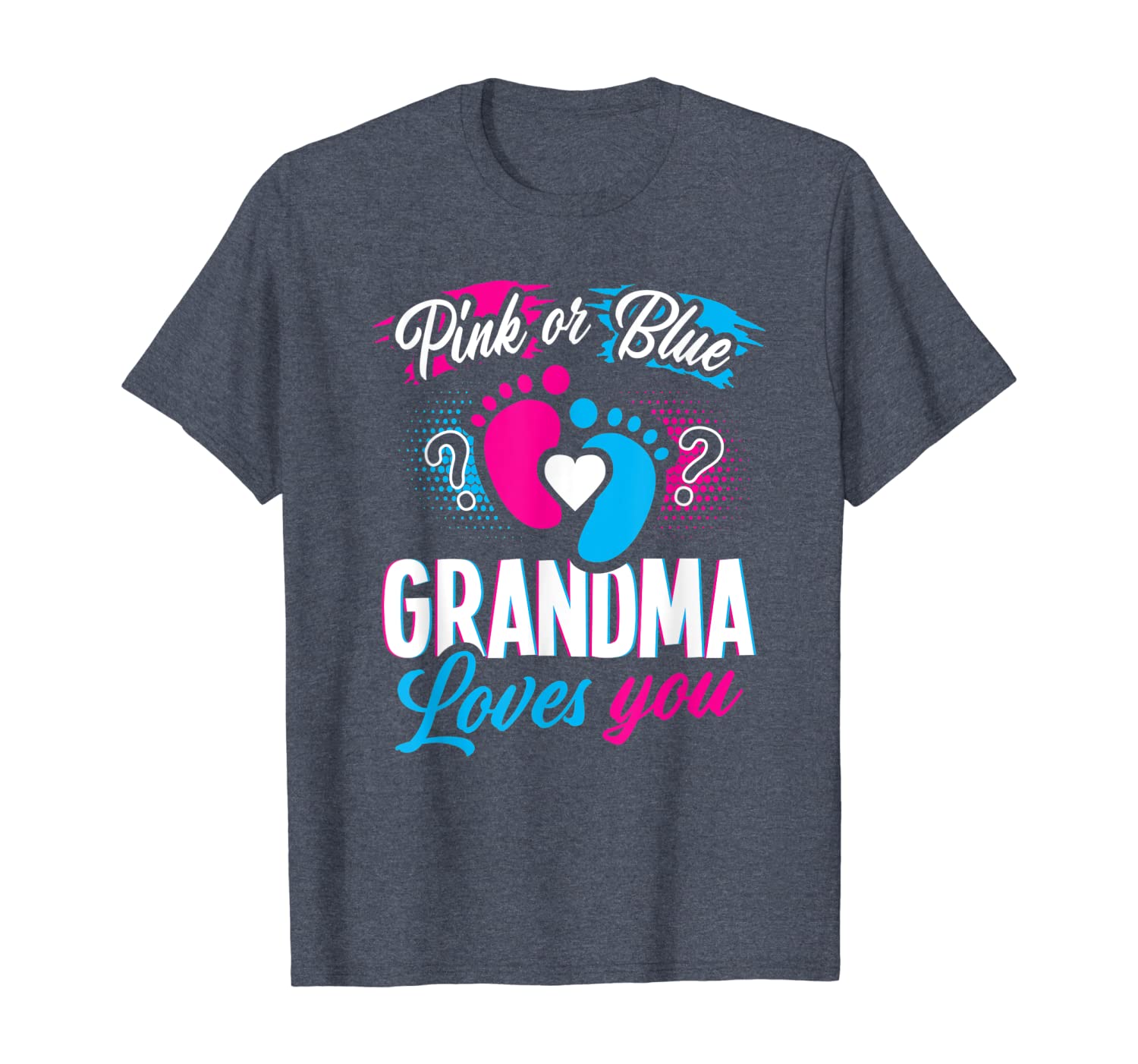 

pink or blue grandma loves you t shirt gender baby reveal, White;black