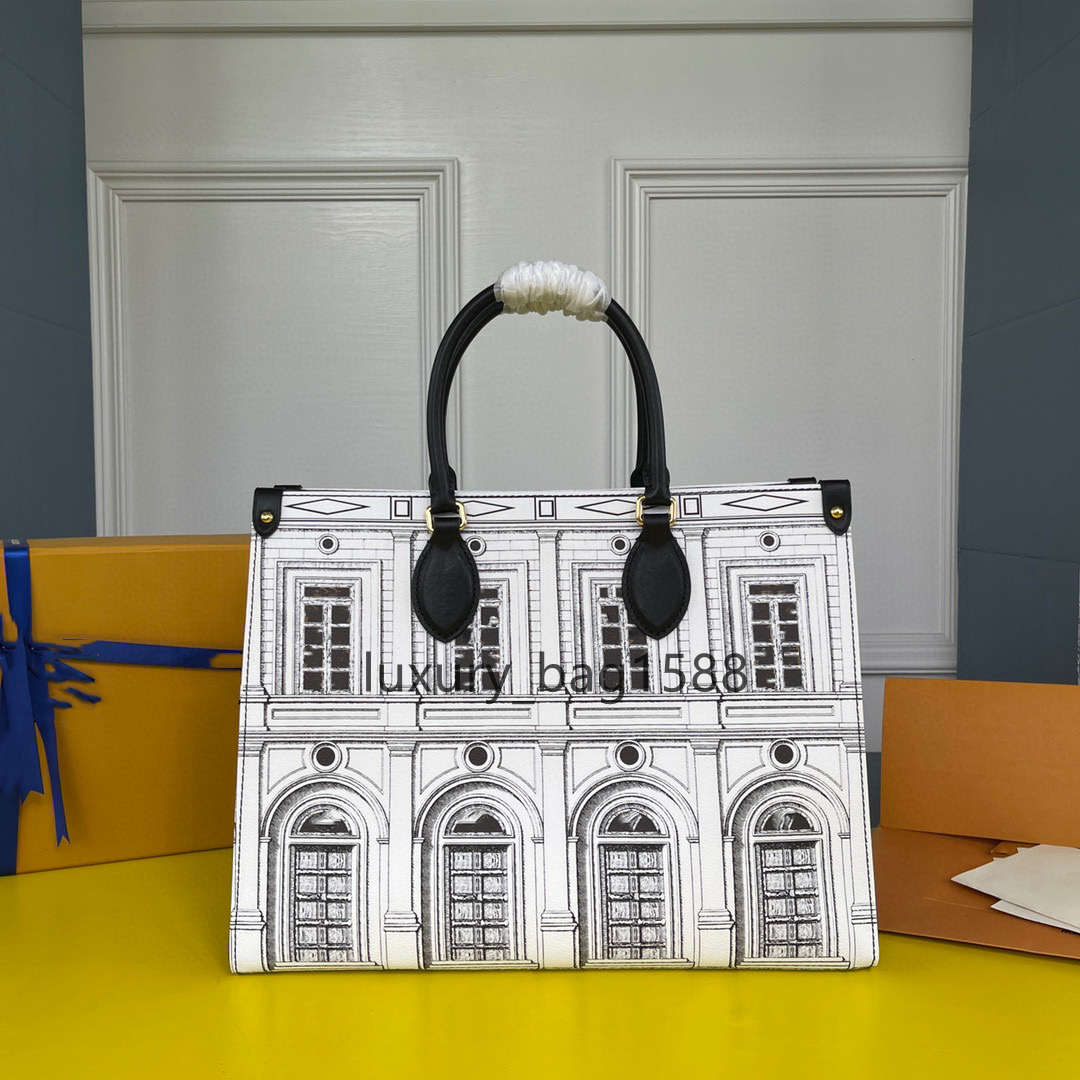 

2021 Top Louvre leather Tote bag Large capacity shopping bag M59264, White