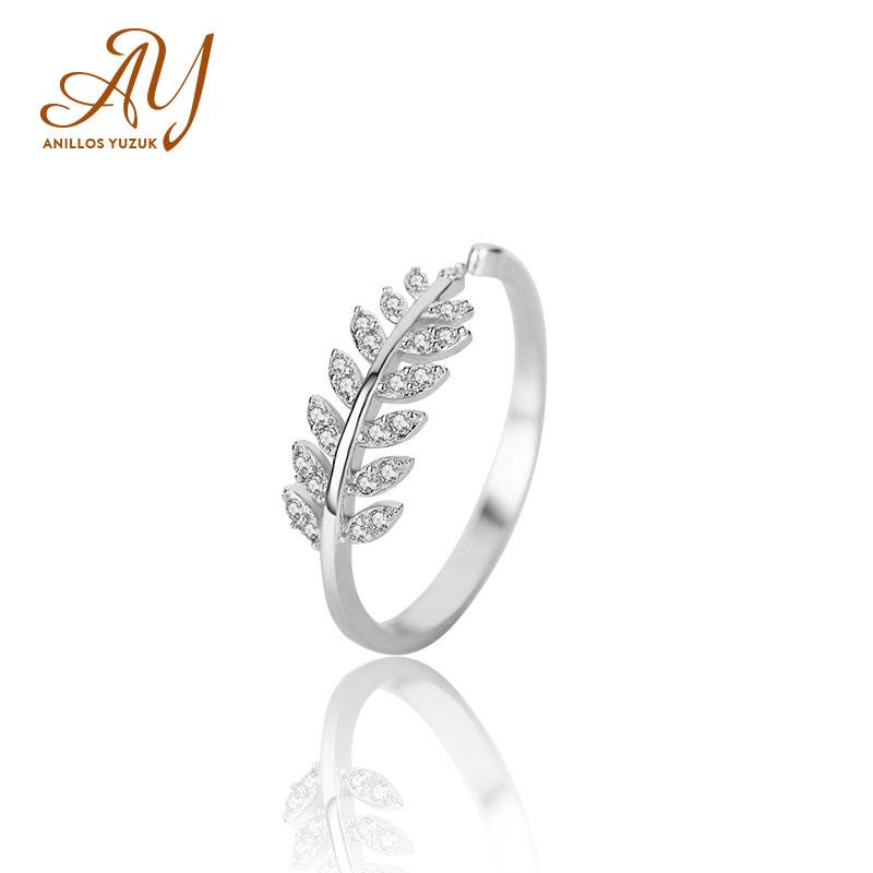 

Cluster Rings Anillos Yuzu Dazzling Sparkling Engagement Finger Leaf For Women Solid Silver 925 Jewelry Wedding Statement Female, Golden;silver