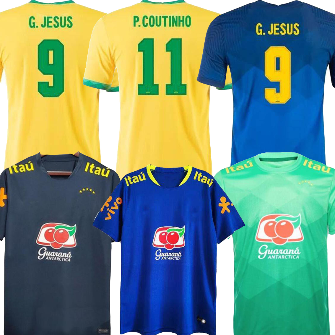 

BrazilS 20/21 soccer jersey PAQUETA NERES COUTINHO football shirt youth FIRMINO JESUS kids MARCELO 2021 maillot foot Brasil uniforms sets, Away