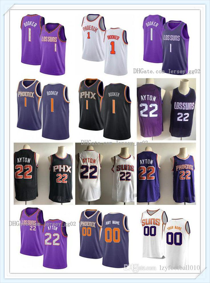 

new Mens Womens Youth Phoenix nba Suns 2020 Devin 1 Booker Deandre 22 Ayton custom Basketball Jerseys Suns White black purple, Black;red