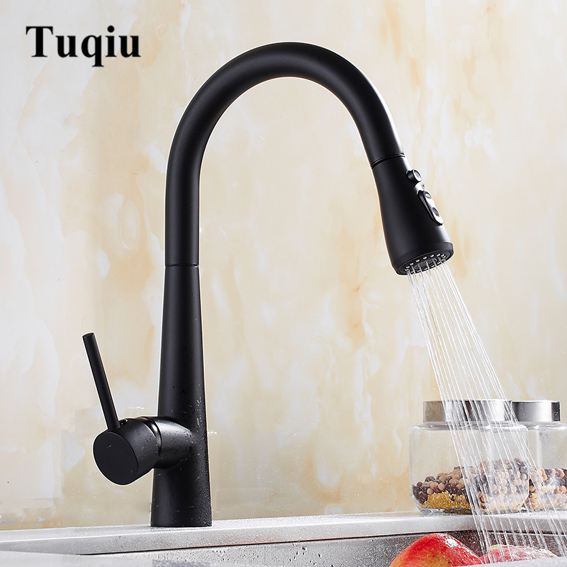 

2021 New Faucet Pull Out Kitchen Handle Single Hole 360 Rotate Copper Chrome/black Swivel Sink Mixer Tap Jdku